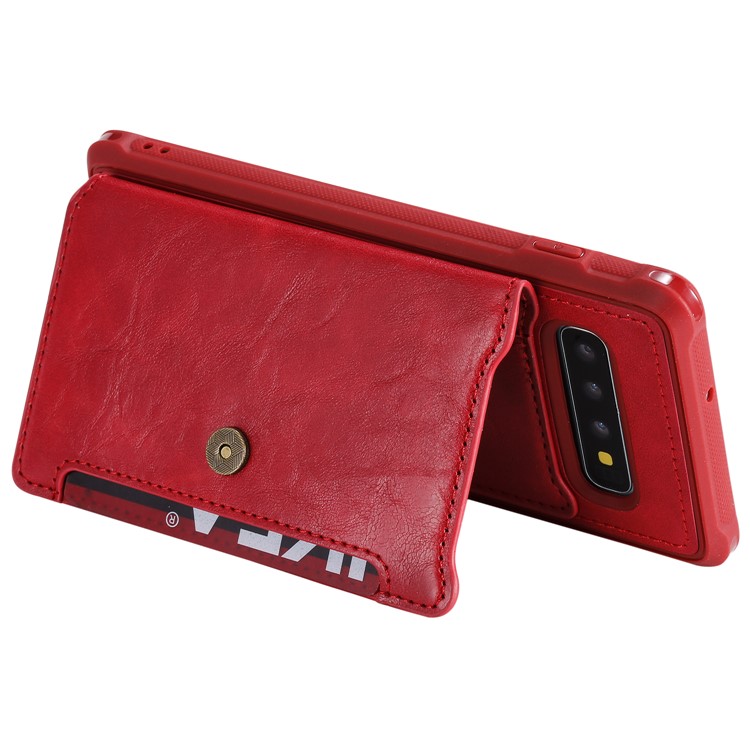 PU Leather Coated TPU Case Wallet Kickstand Case for Samsung Galaxy S10 Plus - Red-6