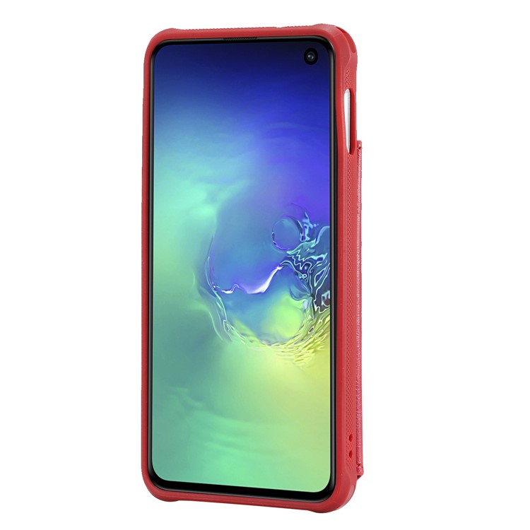 PU Leather Coated TPU Case Wallet Kickstand Case for Samsung Galaxy S10e - Red-4