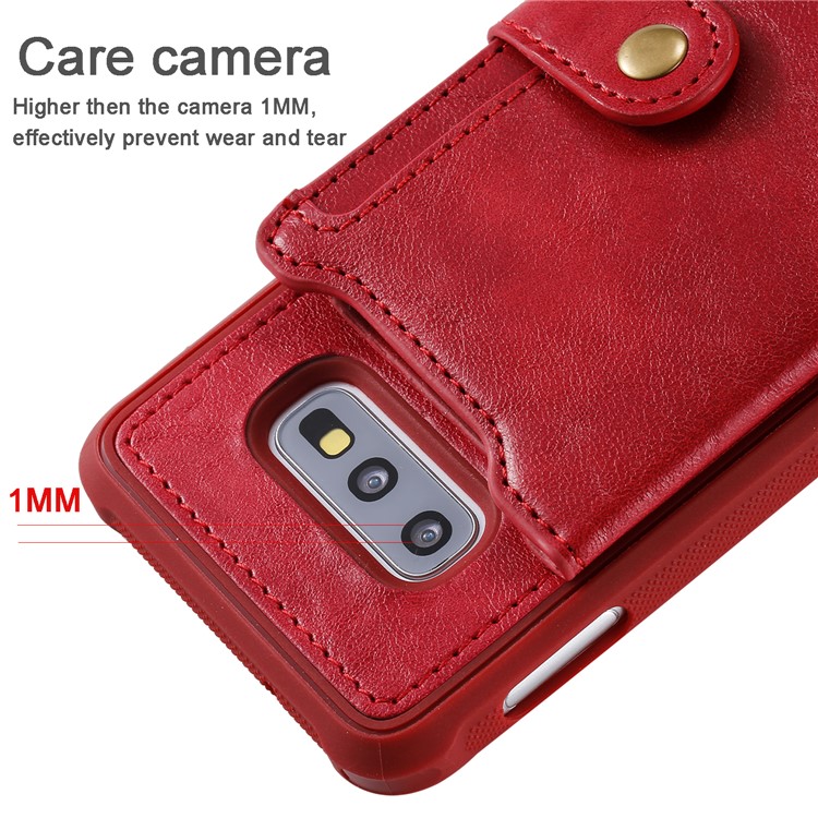 PU Leather Coated TPU Case Wallet Kickstand Case for Samsung Galaxy S10e - Red-6