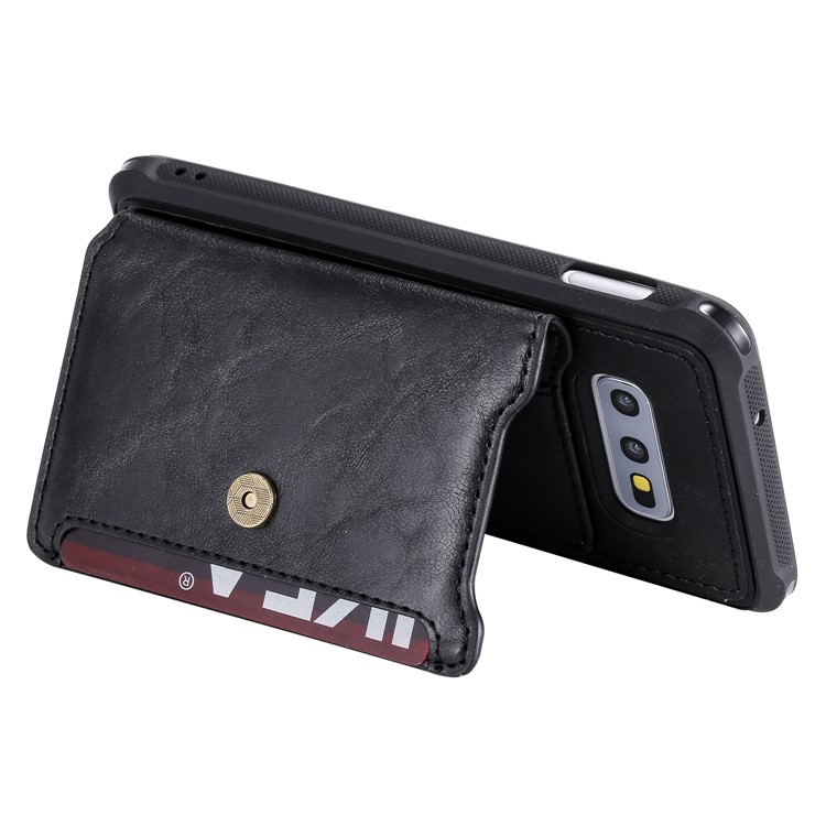 PU Leather Coated TPU Case Wallet Kickstand Case for Samsung Galaxy S10e - Black-6