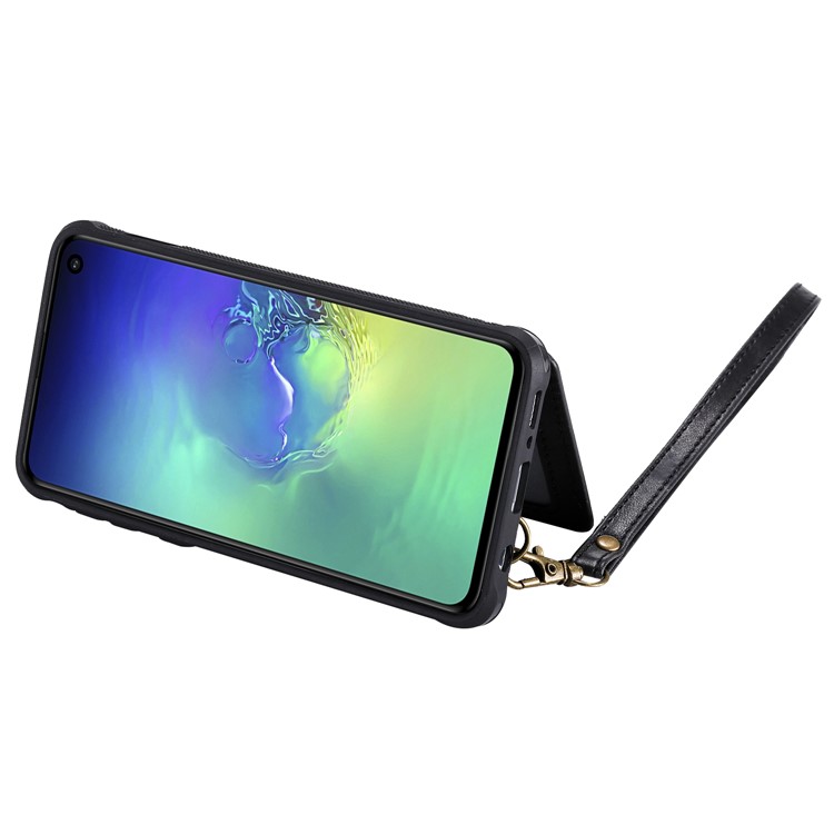 PU Leather Coated TPU Case Wallet Kickstand Case for Samsung Galaxy S10e - Black-7