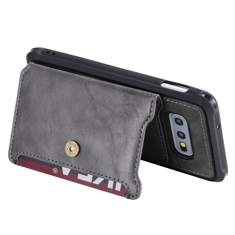 PU Leather Coated TPU Case Wallet Kickstand Case for Samsung Galaxy S10e - Grey-6