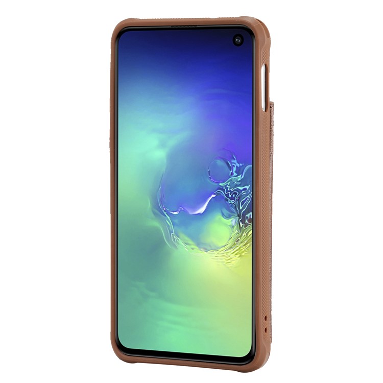 PU Leather Coated TPU Case Wallet Kickstand Case for Samsung Galaxy S10e - Coffee-4