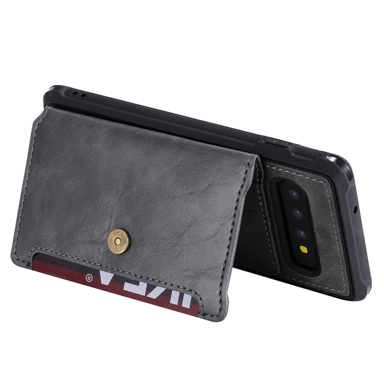 PU Leather Coated TPU Case Wallet Kickstand Case for Samsung Galaxy S10 - Grey-11