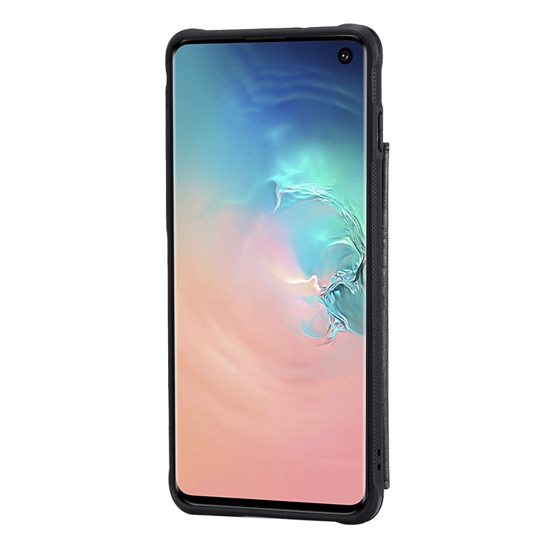 PU Leather Coated TPU Case Wallet Kickstand Case for Samsung Galaxy S10 - Black-4