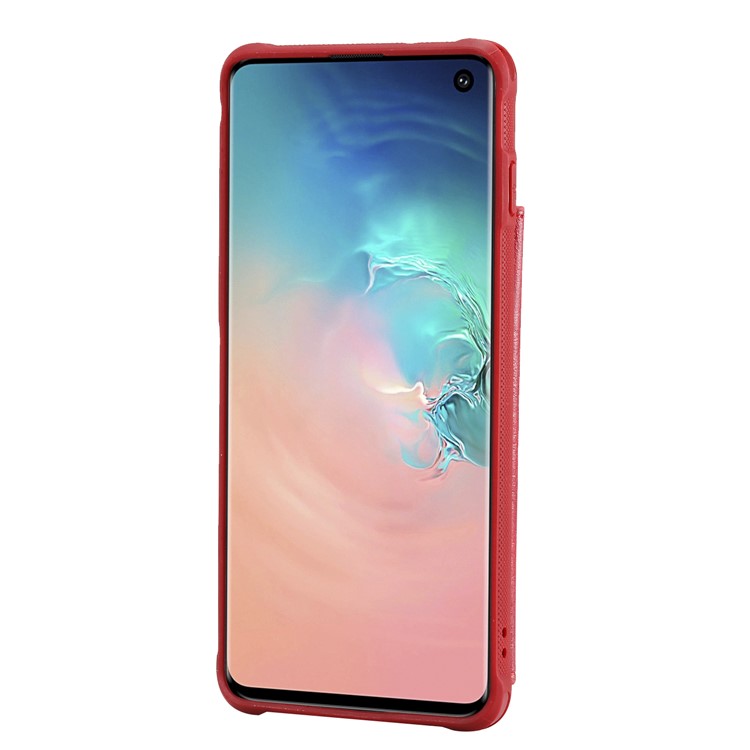PU Leather Coated TPU Case Wallet Kickstand Case for Samsung Galaxy S10 - Red-4