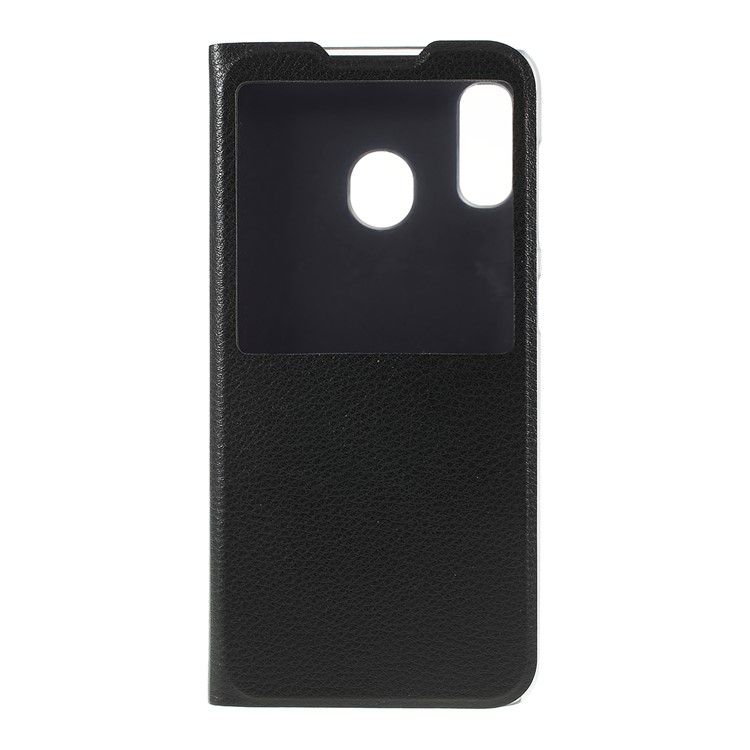 Folding Stand View Window Leather Phone Case for Samsung Galaxy A30/A20 - Black-3