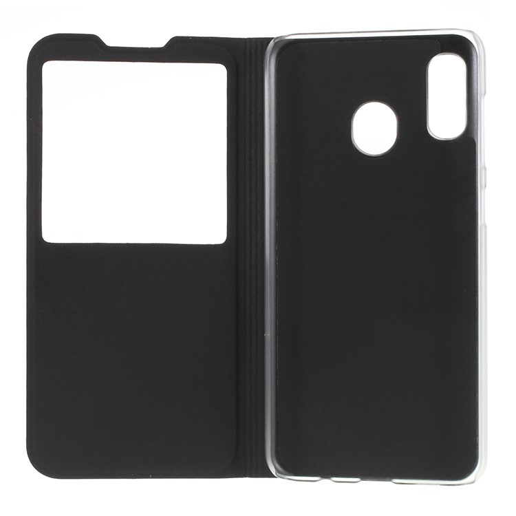 Folding Stand View Window Leather Phone Case for Samsung Galaxy A30/A20 - Black-7