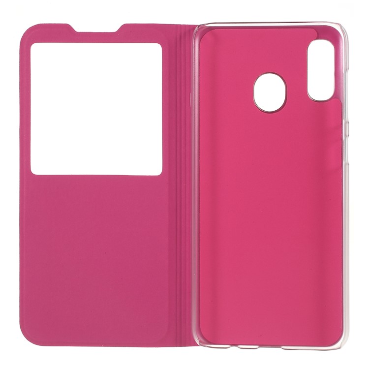 Folding Stand View Window Leather Phone Case for Samsung Galaxy A30/A20 - Rose-3