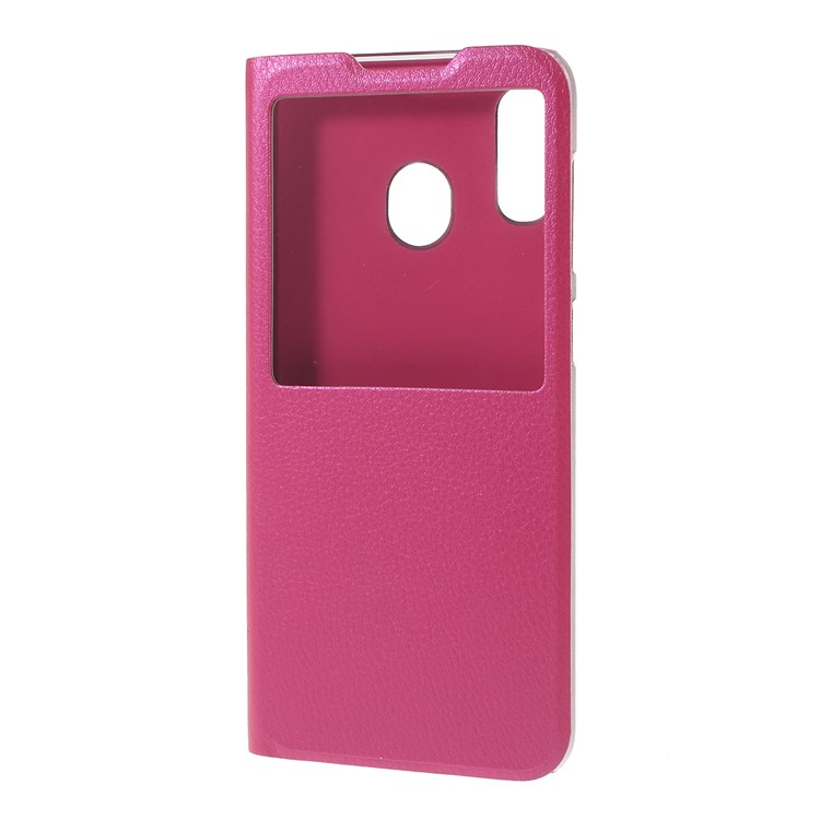 Folding Stand View Window Leather Phone Case for Samsung Galaxy A30/A20 - Rose-4