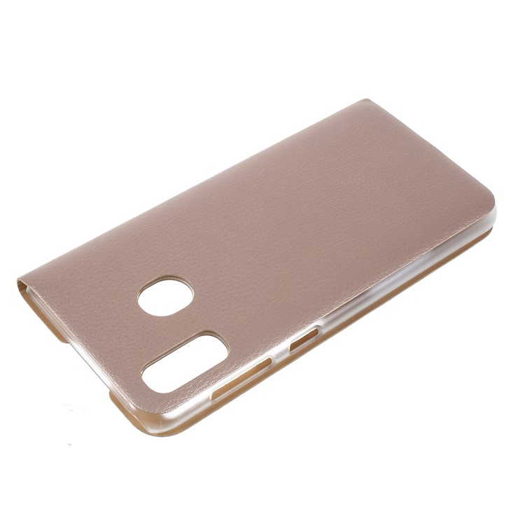 Folding Stand View Window Leather Phone Case for Samsung Galaxy A30/A20 - Gold-2
