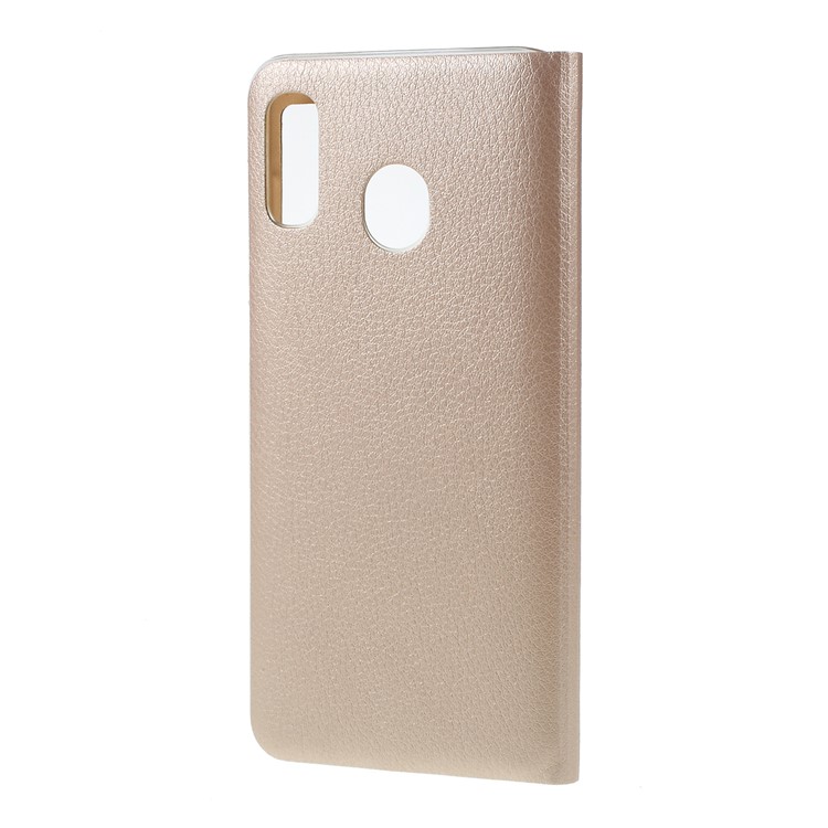 Folding Stand View Window Leather Phone Case for Samsung Galaxy A30/A20 - Gold-5