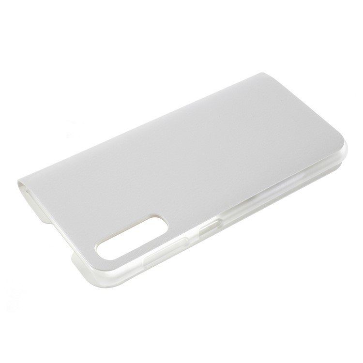 Klappständer Sichtfenster Leder Flip-Phone-Gehäuse Für Samsung Galaxy A50 - Weiß-4