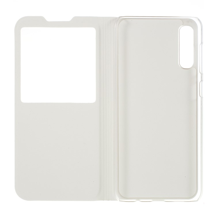Klappständer Sichtfenster Leder Flip-Phone-Gehäuse Für Samsung Galaxy A50 - Weiß-5