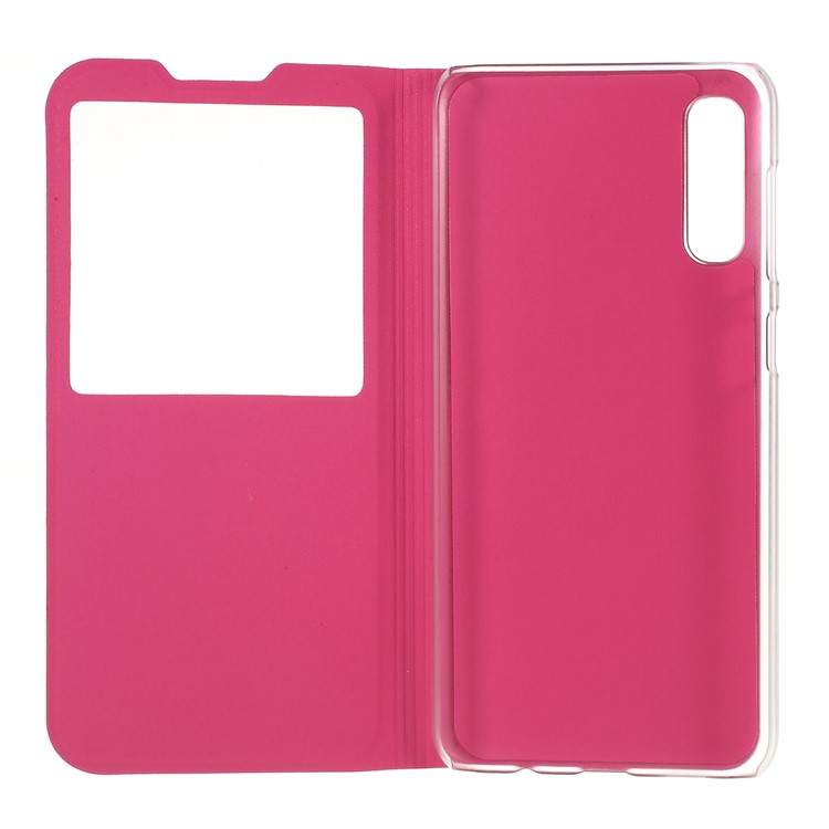 Folding Stand View Window Leather Flip Phone Casing for Samsung Galaxy A50/A50s/A30s - Rose-5