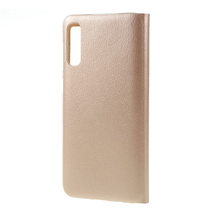 Folding Stand View Window Leather Flip Phone Casing for Samsung Galaxy A50/A50s/A30s - Gold-2