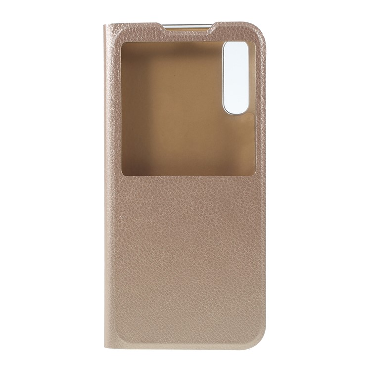 Folding Stand View Window Leather Flip Phone Casing for Samsung Galaxy A50/A50s/A30s - Gold-3