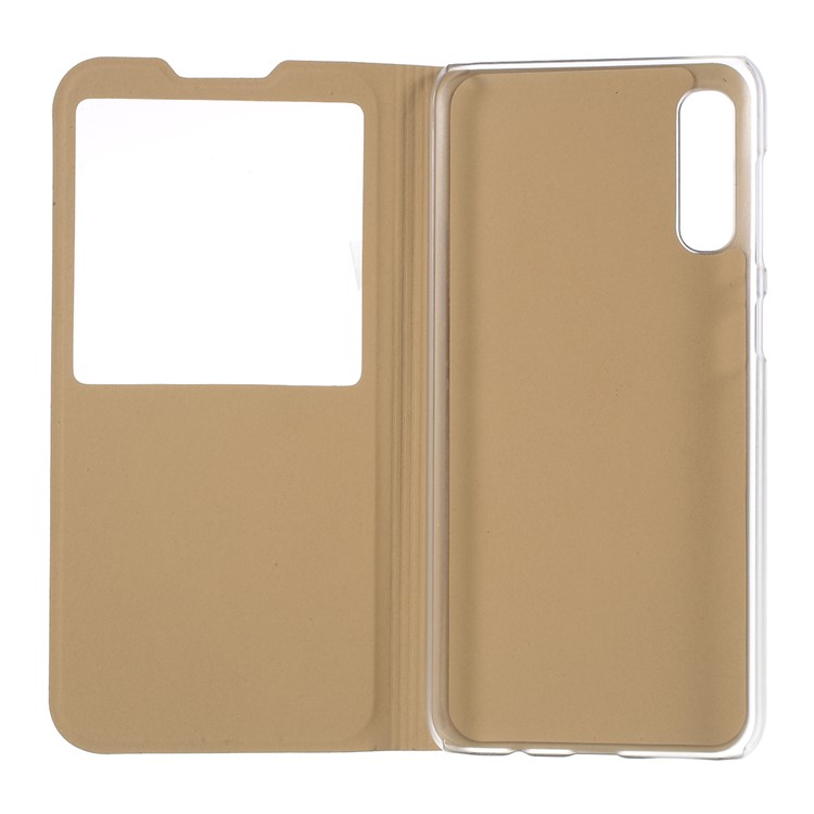 Folding Stand View Window Leather Flip Phone Casing for Samsung Galaxy A50/A50s/A30s - Gold-5
