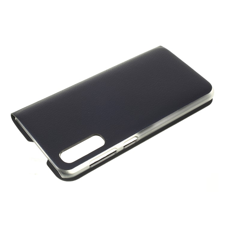 Klappständer Sichtfenster Leder Flip-Phone-Gehäuse Für Samsung Galaxy A50 - Blau-4