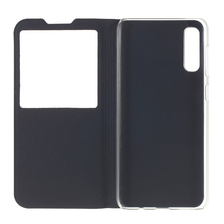 Klappständer Sichtfenster Leder Flip-Phone-Gehäuse Für Samsung Galaxy A50 - Blau-5