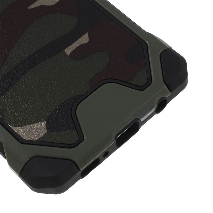 Camouflage Leather Coated PC TPU Combo Case for Samsung Galaxy S10 Plus - Army Green-5