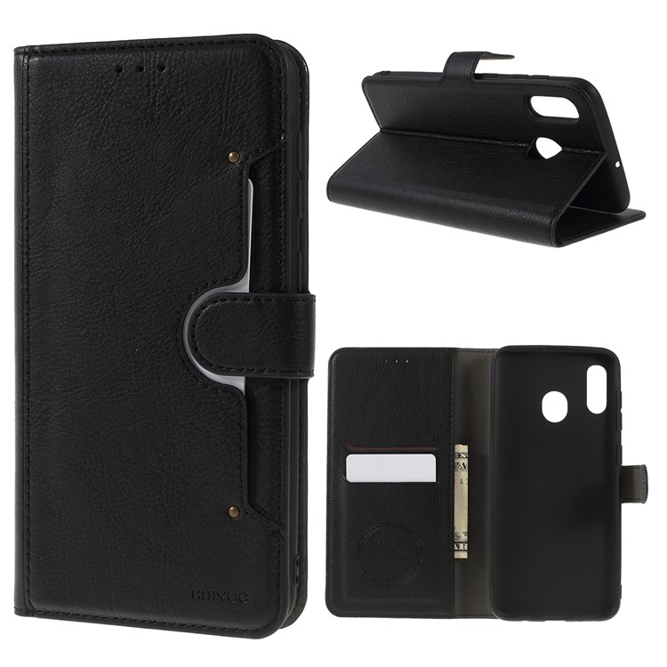 KAIYUE Premium PU Leather Wallet Cover Protector for Samsung Galaxy A30 / A20 - Black-1