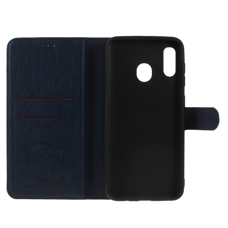KAIYUE Premium PU Leather Wallet Cover Protector for Samsung Galaxy A30 / A20 - Dark Blue-4