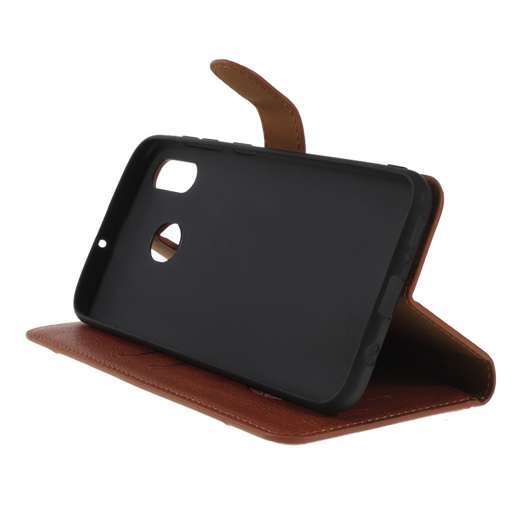 KAIYUE Premium PU Leather Wallet Cover Protector for Samsung Galaxy A30 / A20 - Brown-2