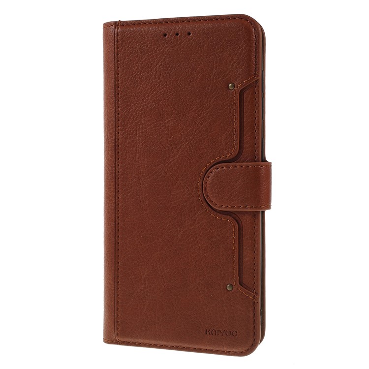 KAIYUE Premium PU Leather Wallet Cover Protector for Samsung Galaxy A30 / A20 - Brown-5