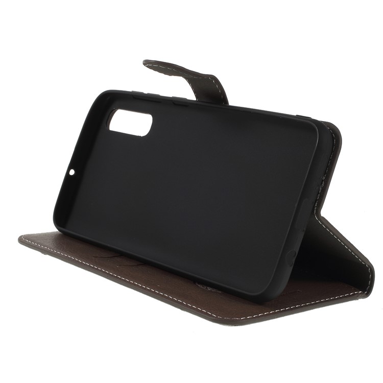 KAIYUE Premium PU Leather Wallet Cover Protector for Samsung Galaxy A70 - Coffee-2