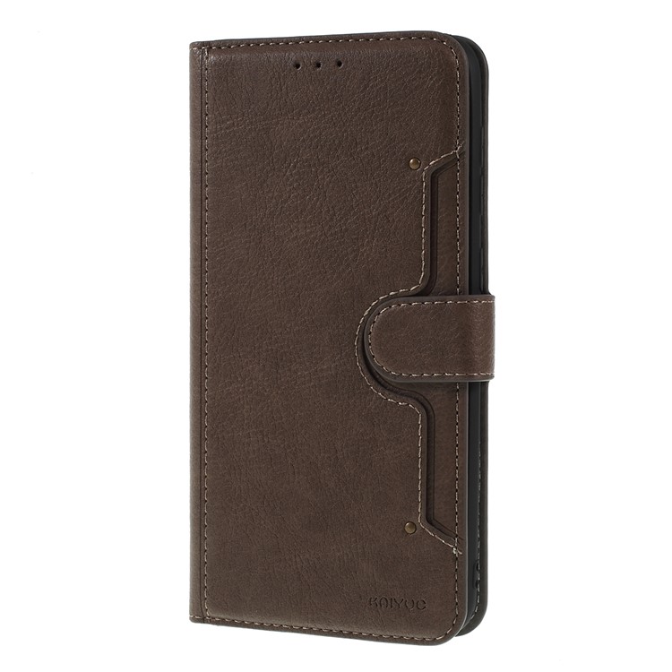 KAIYUE Premium PU Leather Wallet Cover Protector for Samsung Galaxy A70 - Coffee-5