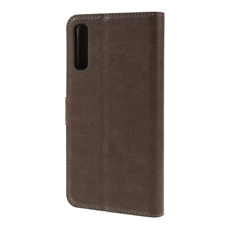 KAIYUE Premium PU Leather Wallet Cover Protector for Samsung Galaxy A70 - Coffee-6