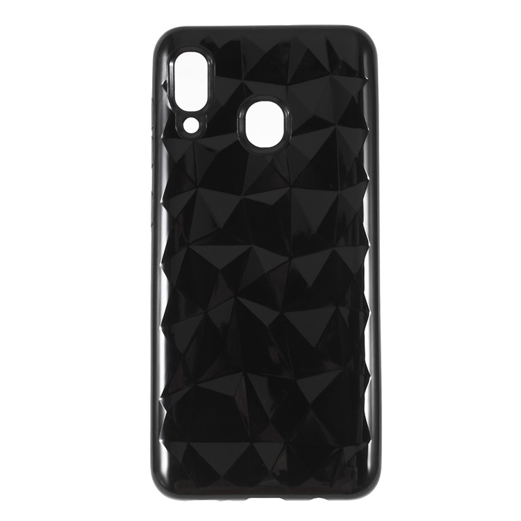 3D Diamond Grain Soft TPU Case for Samsung Galaxy A30 - Black-1