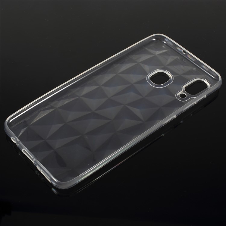3D Diamond Grain Soft TPU Case for Samsung Galaxy A30 - Transparent-2