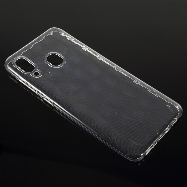 3D Diamond Grain Soft TPU Case for Samsung Galaxy A30 - Transparent-3