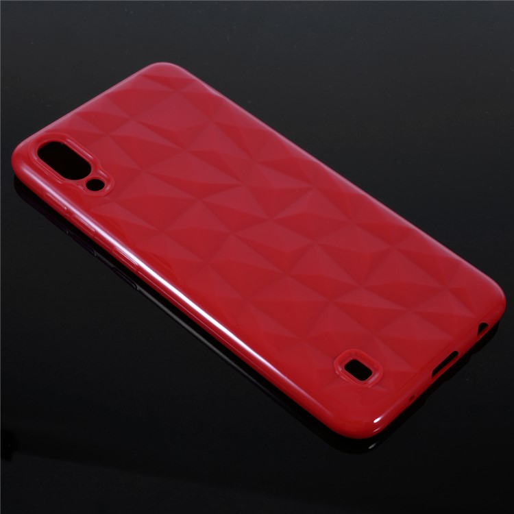 3D Diamond Grain Soft TPU Case for Samsung Galaxy M10 - Red-3