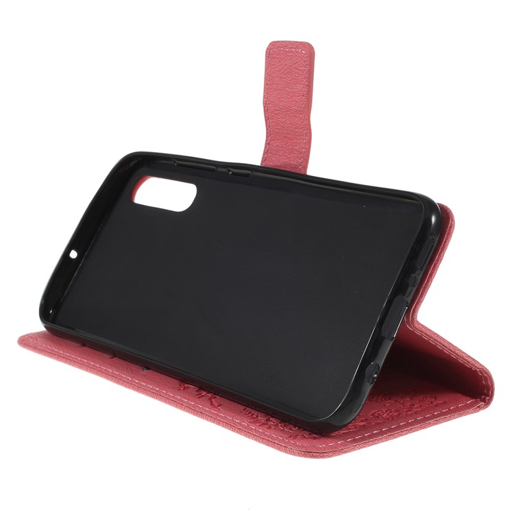 Per Samsung Galaxy A50 Impresso Farfalla Fiori Rhinestone Vibrazione Portafoglio In Pelle Cassa Del Telefono - Rosa-2