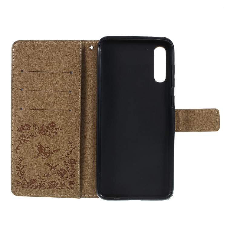 For Samsung Galaxy A50/A50s/A30s/A50s/A30s Imprinted Butterfly Flowers Rhinestone Flip Wallet Leather Stand Phone Case - Brown-4