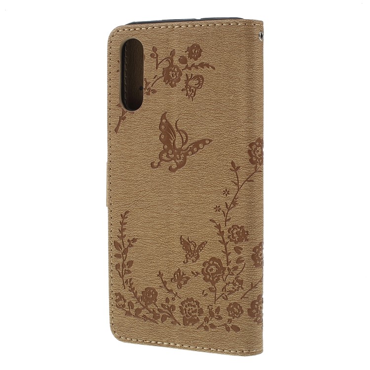 For Samsung Galaxy A50/A50s/A30s/A50s/A30s Imprinted Butterfly Flowers Rhinestone Flip Wallet Leather Stand Phone Case - Brown-7