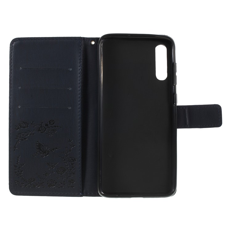 For Samsung Galaxy A50/A50s/A30s/A50s/A30s Imprinted Butterfly Flowers Rhinestone Flip Wallet Leather Stand Phone Case - Black-4