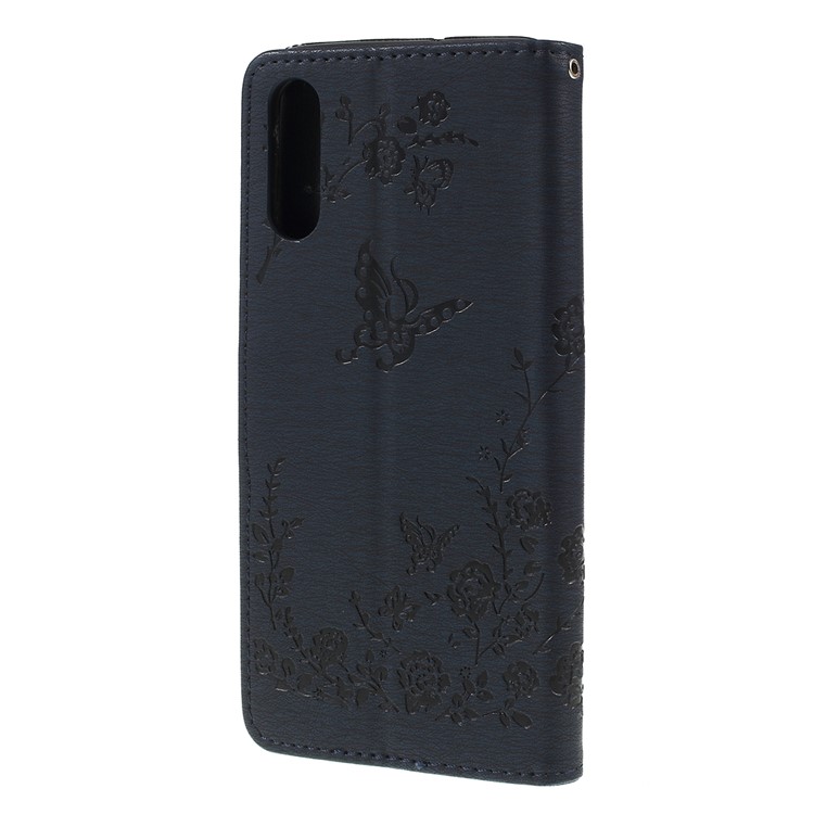 For Samsung Galaxy A50/A50s/A30s/A50s/A30s Imprinted Butterfly Flowers Rhinestone Flip Wallet Leather Stand Phone Case - Black-7