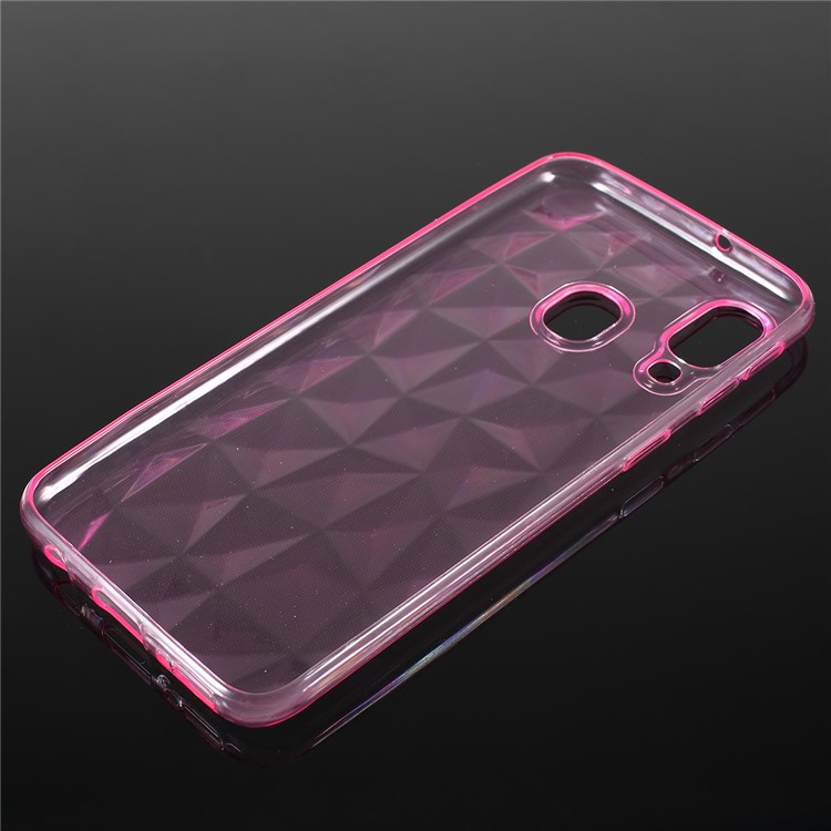 3D Diamond Grain Soft TPU Case for Samsung Galaxy A40 - Pink-2