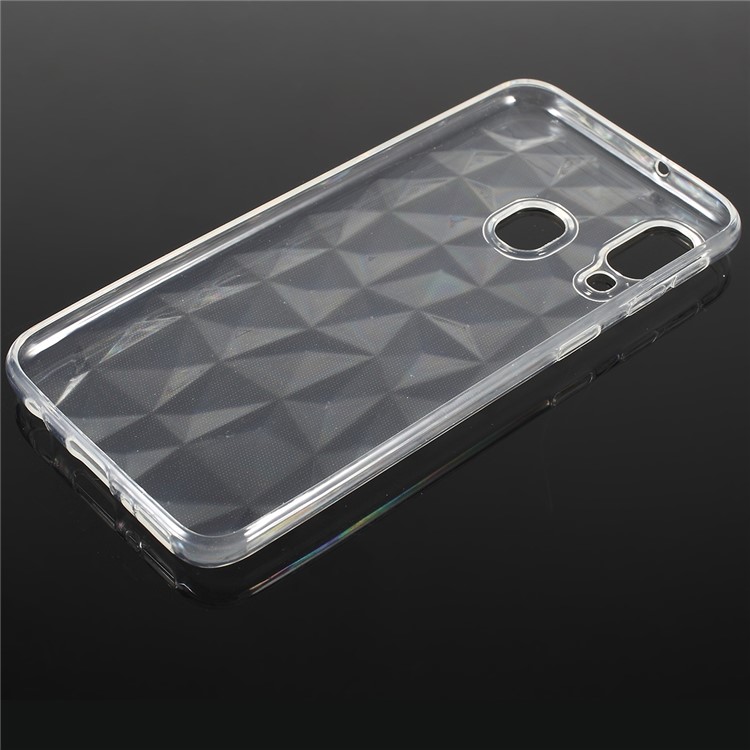 3D Diamond Grain Soft TPU Case for Samsung Galaxy A40 - Transparent-2