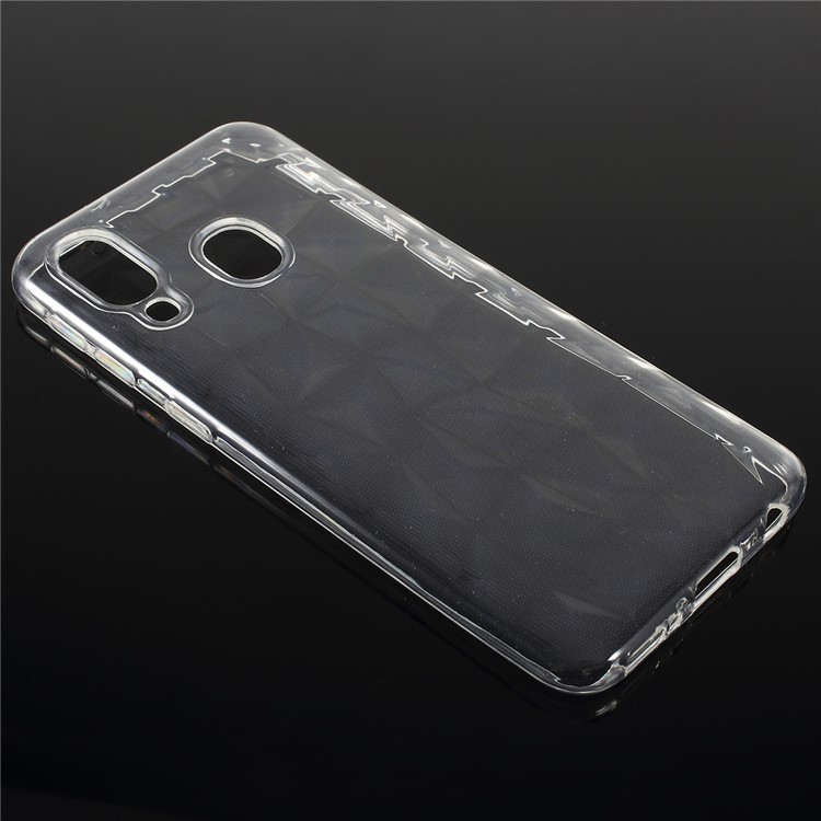 3D Diamond Grain Soft TPU Case for Samsung Galaxy A40 - Transparent-3