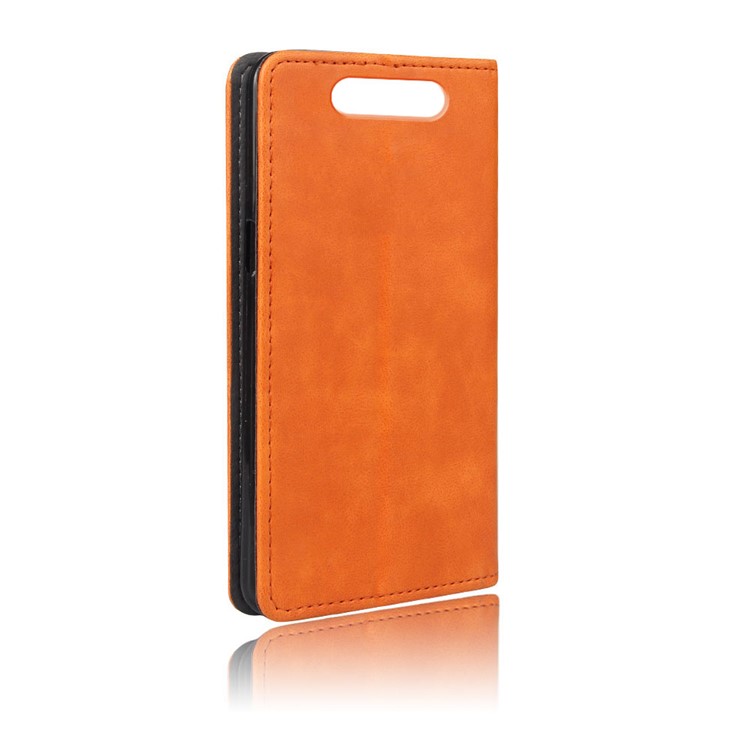 Sucker Closure Crazy Horse Leather Wallet Mobile Case for Samsung Galaxy A80/A90 - Orange-2