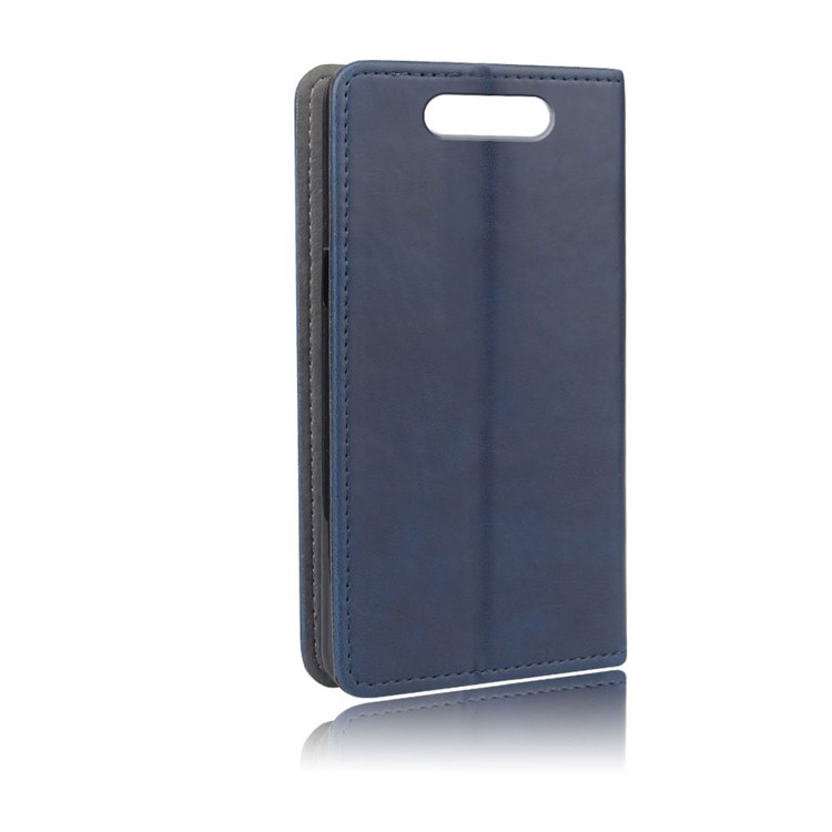 Sucker Closure Crazy Horse Leather Wallet Mobile Case for Samsung Galaxy A80/A90 - Blue-2