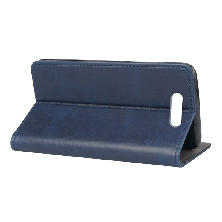 Sucker Closure Crazy Horse Leather Wallet Mobile Case for Samsung Galaxy A80/A90 - Blue-4