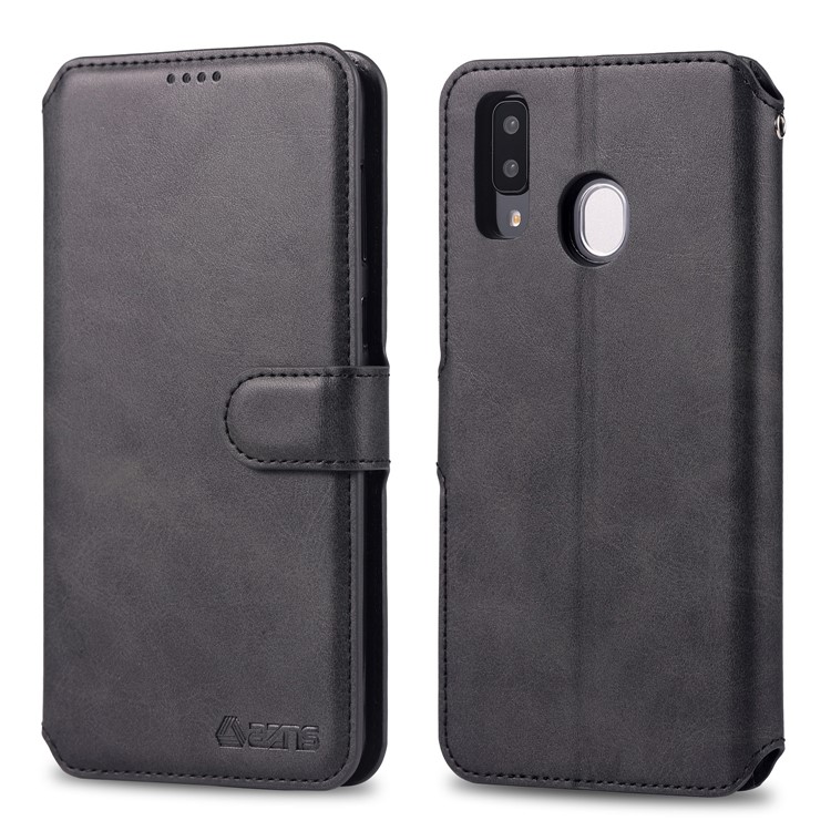 AZNS Leather Stand Case with Card Slots for Samsung Galaxy A40 - Black-1