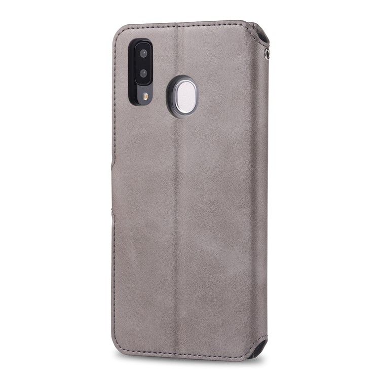 AZNS Leather Stand Case with Card Slots for Samsung Galaxy A40 - Grey-4