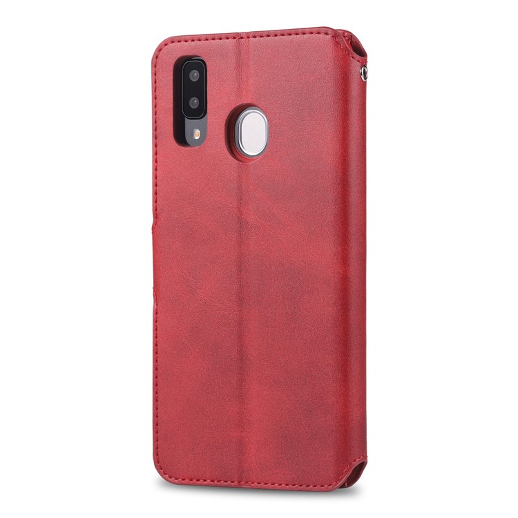 AZNS Leather Stand Case with Card Slots for Samsung Galaxy A40 - Red-4